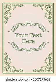 Decorative vintage frame and elements in antique rococo style. Vector illustration.