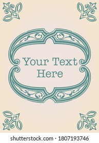 Decorative vintage frame and elements in antique gothic style. Vector illustration.
