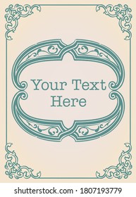 Decorative vintage frame and elements in antique gothic style. Vector illustration.
