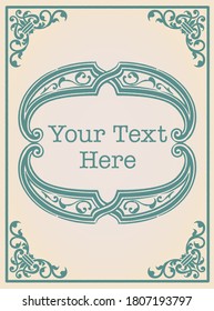 Decorative vintage frame and elements in antique gothic style. Vector illustration.