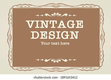Marco vintage decorativo y elementos de estilo antiguo. Ilustración vectorial.