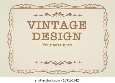 Decorative vintage frame and elements in antique style. Vector illustration.