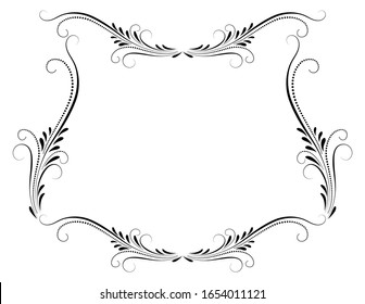 Decorative vintage frame with floral ornament and border in retro style isolated on white background