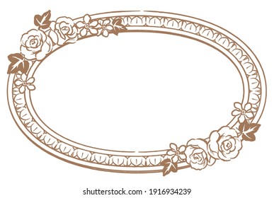 Decorative vintage frame with flowers in antique style. Vector illustration.