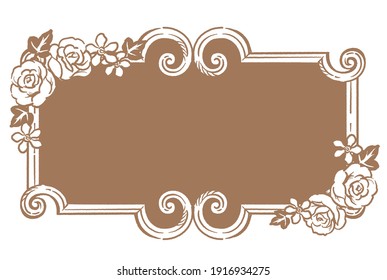 Decorative vintage frame with flowers in antique style. Vector illustration.