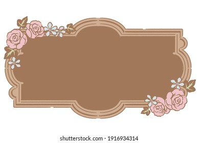 Decorative vintage frame with flowers in antique style. Vector illustration.