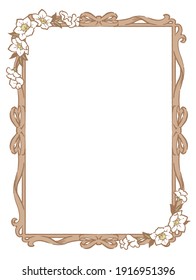 Decorative vintage frame with flowers in antique style. Vector illustration.