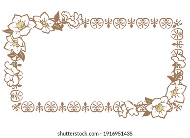 Decorative vintage frame with flowers in antique style. Vector illustration.