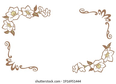 Decorative vintage frame with flowers in antique style. Vector illustration.