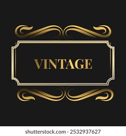Decorative vintage frame. Ornament in the style of decoration on a dark background. Vector illustration.
