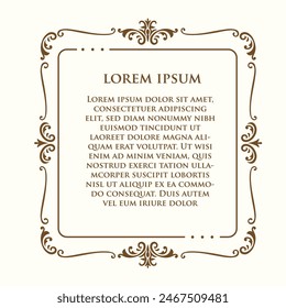 Marco vintage decorativo con el texto de lugar en el centro. Plantilla de tarjeta de felicitación Antiguas ornament