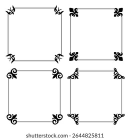 Decorative vintage frame and retro badge set Square label frames borders