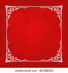 Decorative vintage frame silhouette with separated corners. You can easily change color and aspect ratio of frame. Illustration has red grunge background.