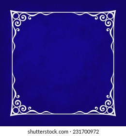 Decorative vintage frame silhouette with separated corners. You can easily change color and aspect ratio of frame. Illustration has blue grunge background.