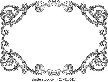 Decorative vintage frame from sketches ornate design elements in baroque style