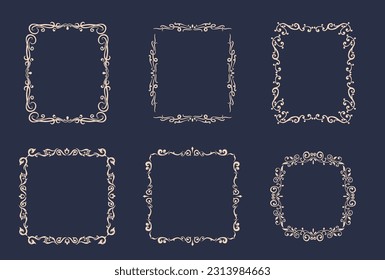 Decorative vintage frame template, border square shape