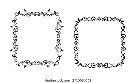 Decorative vintage frame template, border square shape vector.