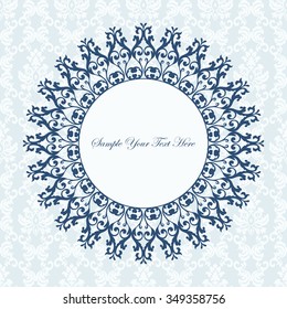 Decorative vintage frame. Vector damask illustration.