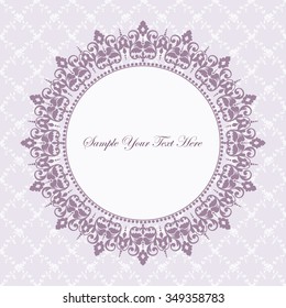 Decorative vintage frame. Vector damask illustration.