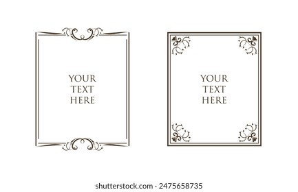 Decorative vintage frames and border. Floral ornament.