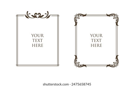 Decorative vintage frames and border. Floral ornament.