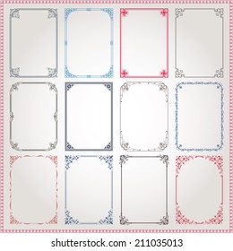 Decorative Vintage Frames And Borders A4 Proportions Set #3 Vector