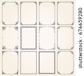 Decorative vintage frames borders backgrounds rectangle proportions set 5 vector