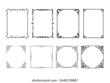 Decorative vintage frames borders backgrounds rectangle proportions set vector