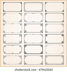 Decorative vintage frames borders backgrounds rectangle 2x1 proportions set 1 vector