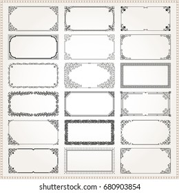 Decorative vintage frames borders backgrounds rectangle 2x1 proportions set 2 vector