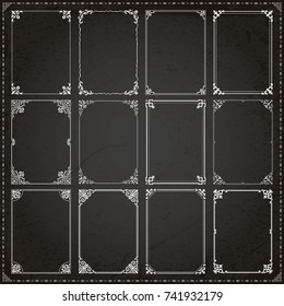 Decorative vintage frames borders backgrounds rectangle proportions set 7 vector