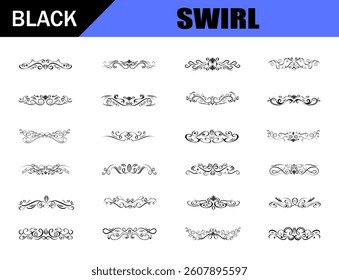 Decorative vintage frames and borders black ornate swirls. Classic calligraphy swirls.