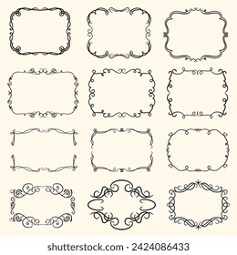 Decorative vintage frames and borders. Calligraphic design elements.