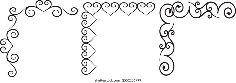 Decorative vintage frames, borders, corners. ornamental frame vector set.
