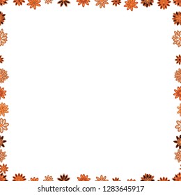 Decorative vintage frames and borders. Decoration pattern style. Illustration in white, orange and beige colors. Border design is pattern in doodles art style. Seamless. Vector illustration.