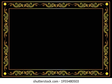 Decorative vintage frames and borders, Gold photo frame with corner line floral for picture, Vector design decoration pattern style. border design is pattern. vector eps 10