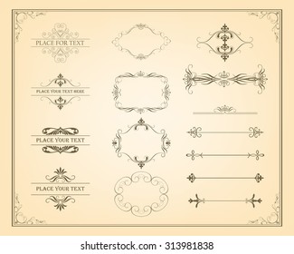 Decorative vintage frames, borders and page decoration elements. Calligraphic design elements. Vector Vintage Ornament 