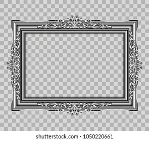 Decorative vintage frames and borders ,Photo frame with corner line floral, flourishes metal of border and corner silhouette, wood vector design is patterned Thai style