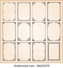 Decorative Vintage Frames And Borders Set Vector