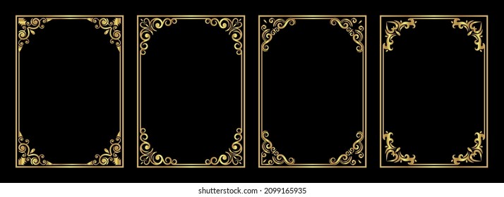 Decorative vintage frames and borders set vector design.