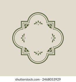 Conjunto de marcos y bordes decorativos vintage, marco de foto verde con esquina. Vector diseño decoración patrón estilo. Decoración de ornamento verde