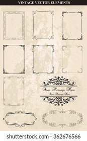 Decorative vintage frames and borders set vector.Abstract vintage frame design in various styles.Vector Vintage Ornament 