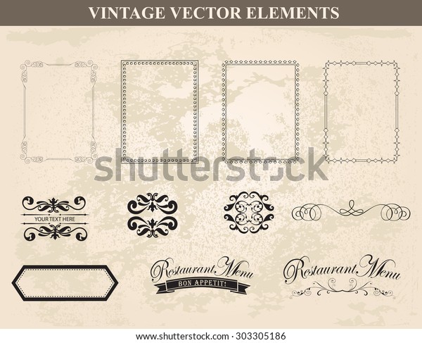 Decorative\
vintage frames and borders set vector.Abstract vintage frame design\
in various styles.Vector Vintage Ornament\
