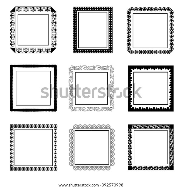 Decorative vintage frames and borders set vector.\
Vintage collection framework. Interior design decoration panels.\
Set 1.
