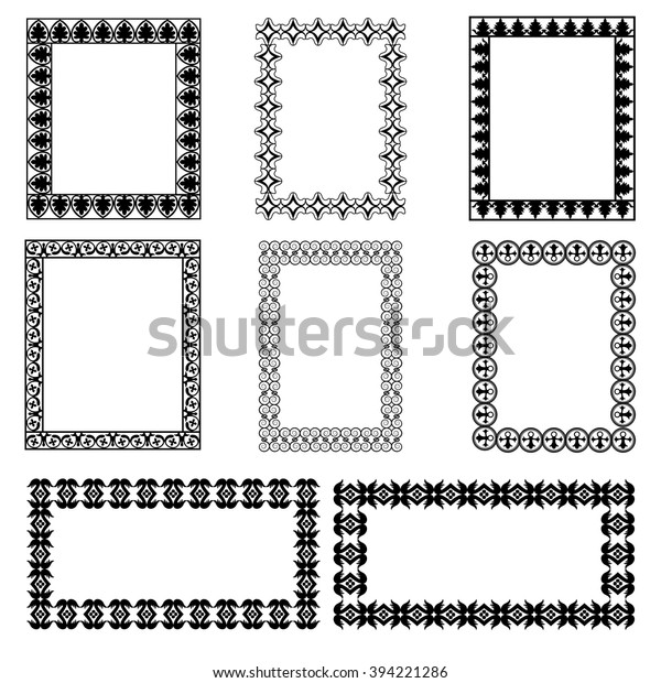 Decorative vintage frames and borders set vector.\
Vintage collection framework. Interior design decoration panels.\
Set 2.