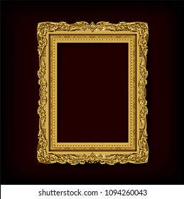 Decorative vintage frames and borders set,Gold photo frame with corner Thailand line floral for picture, Vector design decoration pattern style. border design is pattern Thai art style