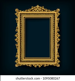 Gold Frame Borders Floral Baroque Picture Stock Vector (Royalty Free ...