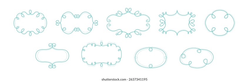Decorative Vintage Frames and Borders with Swirling Line Vector Set