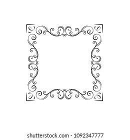 Decorative vintage frames, borders. Swirls, Ornamental decorative dividers. Filigree corners. Wedding invitations, Holiday greeting cards. Vector illustration.