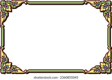 Marcos y bordes de época decorativos, floral en Tailandia para la imagen, estilo de decoración de diseño vectorial. El diseño del borde color pastel es el estilo de arte tailandés de patrón.